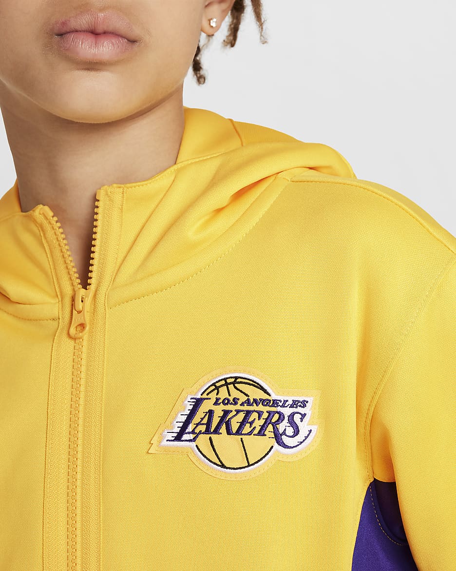 Los Angeles Lakers Showtime Older Kids Nike Dri FIT NBA Full Zip Hoodie. Nike IE